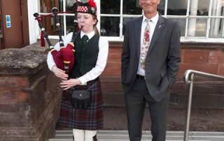 Trevor and Bagpiper Glasgow Rose Trials